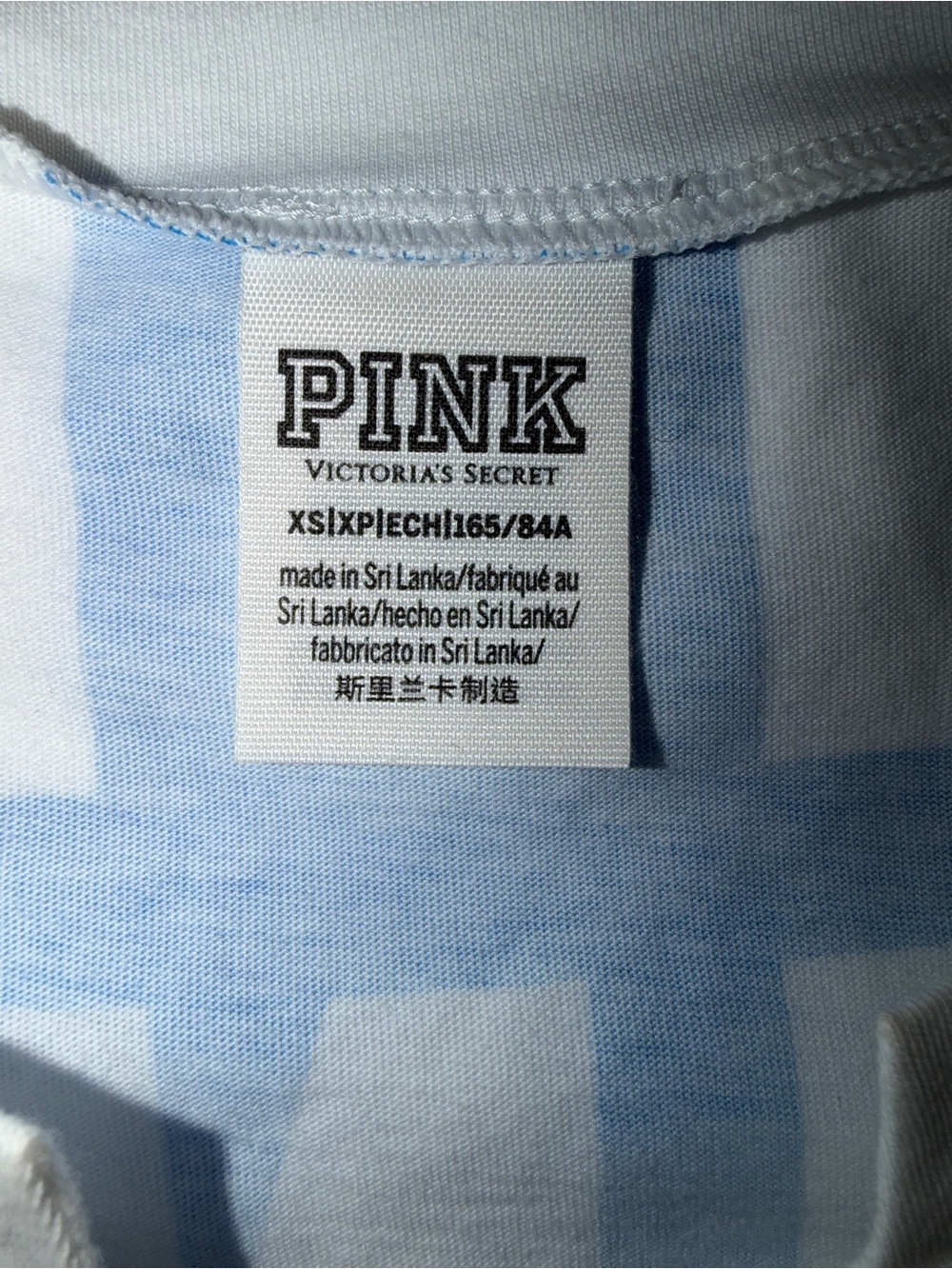 PINK Victoria's Secret Light Blue & White Striped Lace-Up Tee - Picture 3 of 5